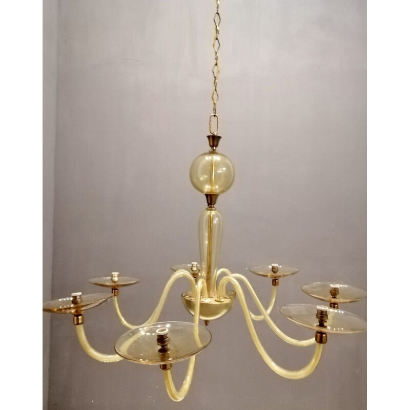 Mid century glass chandelier by Paolo Venini for Murano, 1950