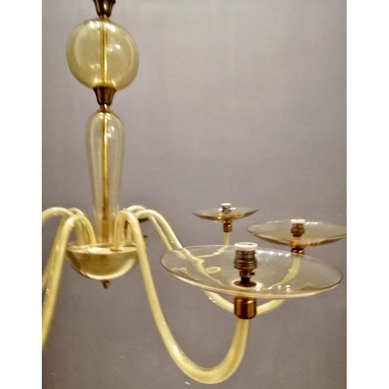 Lámpara de cristal vintage de Paolo Venini para Murano, 1950