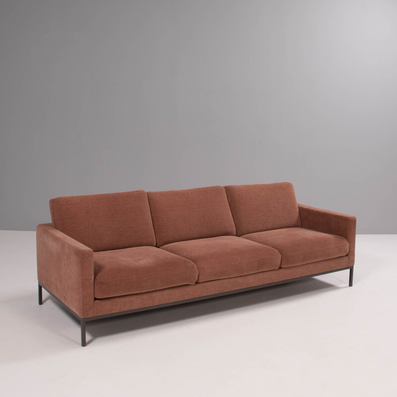 Divano reclinabile vintage rosa scuro con struttura interna in legno massiccio di Florence Knoll, 1954