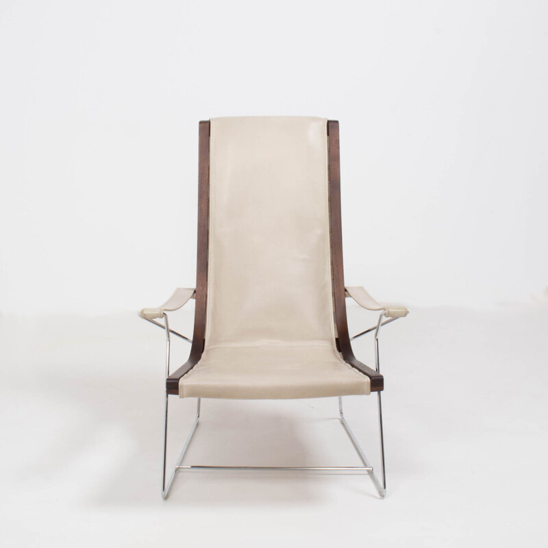 Vintage J.J fauteuil in crème leer van Antonio Citterio voor B