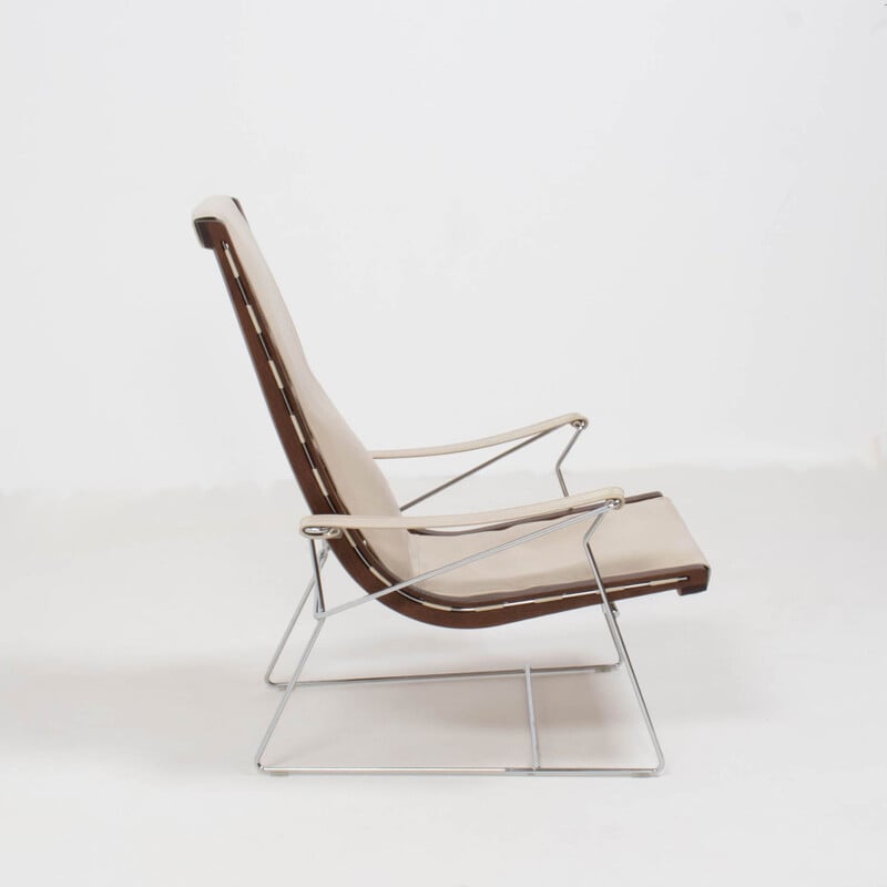 Vintage J.J fauteuil in crème leer van Antonio Citterio voor B