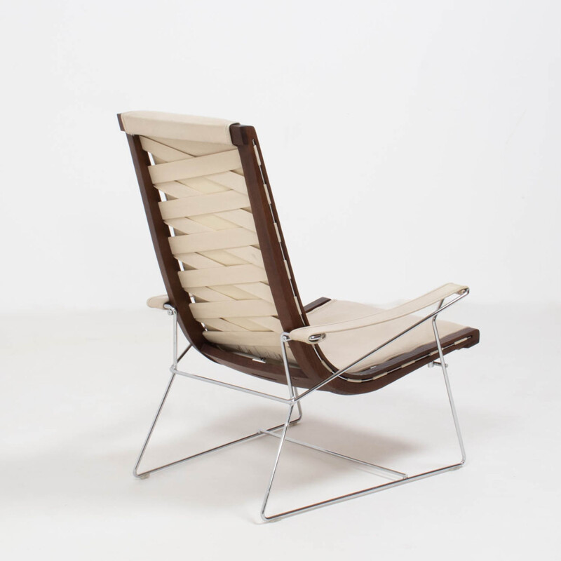 Vintage J.J fauteuil in crème leer van Antonio Citterio voor B