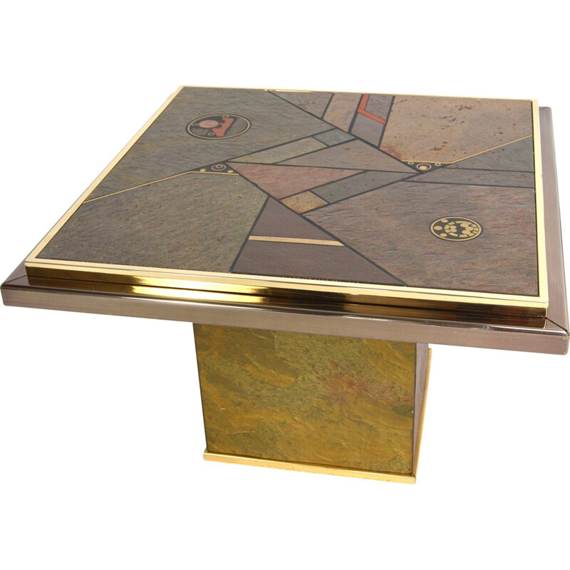 Dutch Fedam side table in granite and brass, Paul KINGMA - 1970s