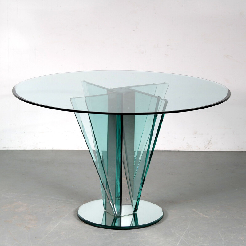 Vintage glazen tafel van Pietro Chiesa voor Fontana Arte, Italië 1970