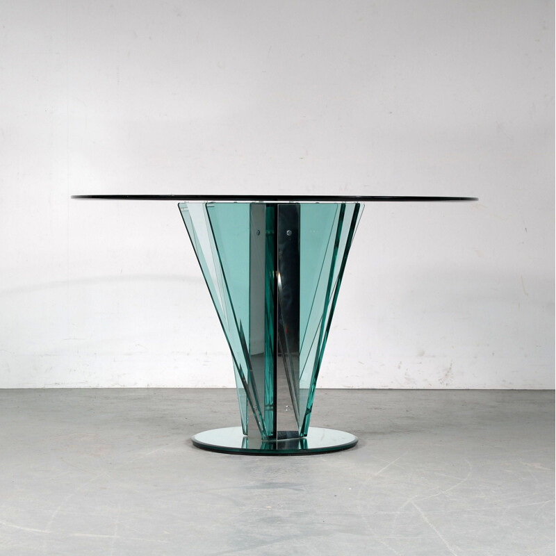 Mesa de cristal vintage de Pietro Chiesa para Fontana Arte, Italia 1970