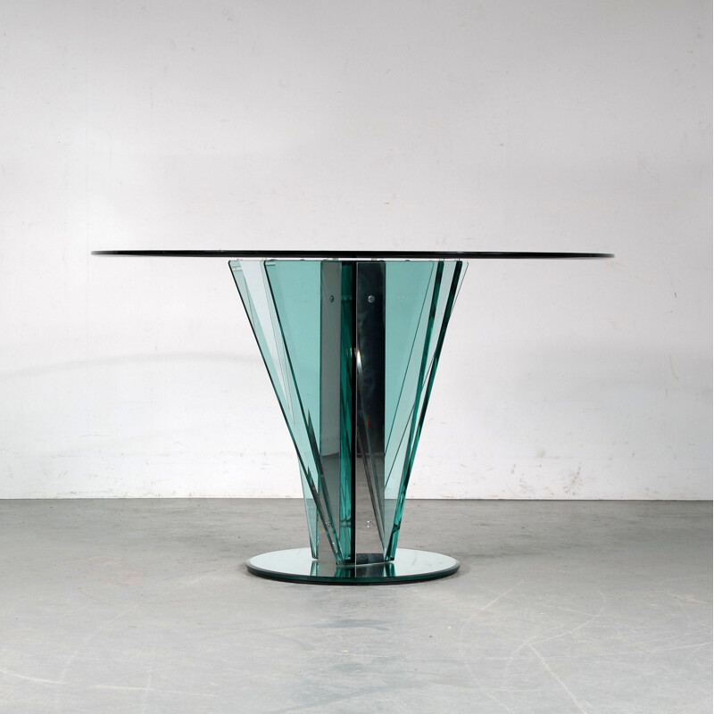 Vintage glazen tafel van Pietro Chiesa voor Fontana Arte, Italië 1970