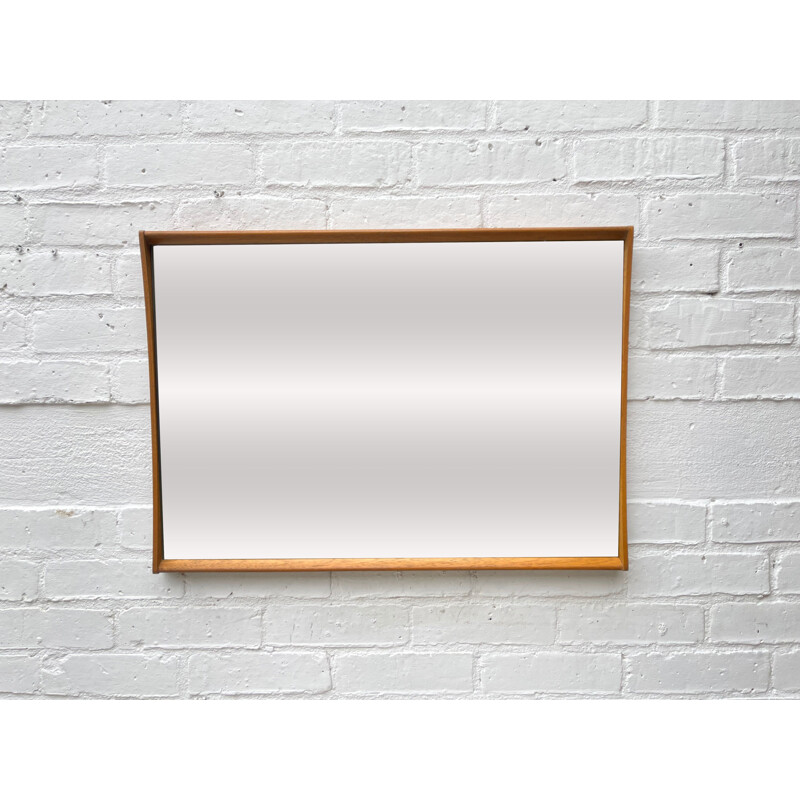 Rectangular wall mirror with teak frame