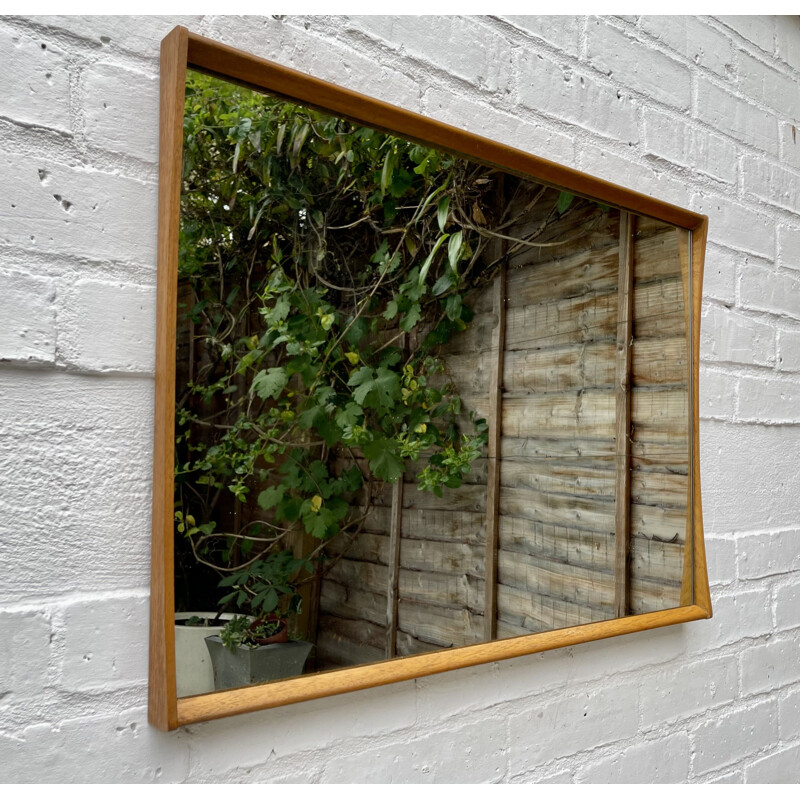 Rectangular wall mirror with teak frame