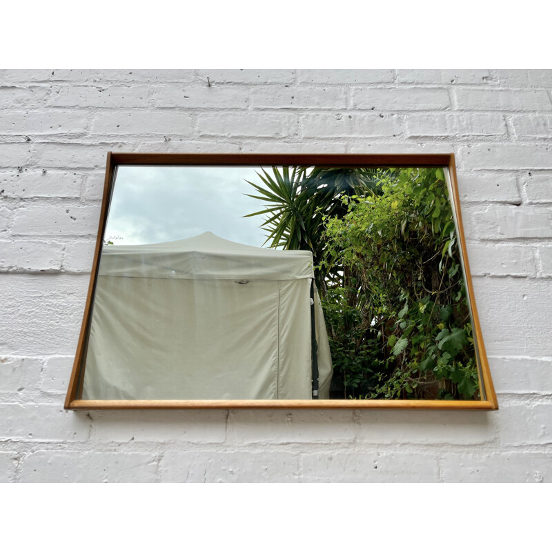 Rectangular wall mirror with teak frame