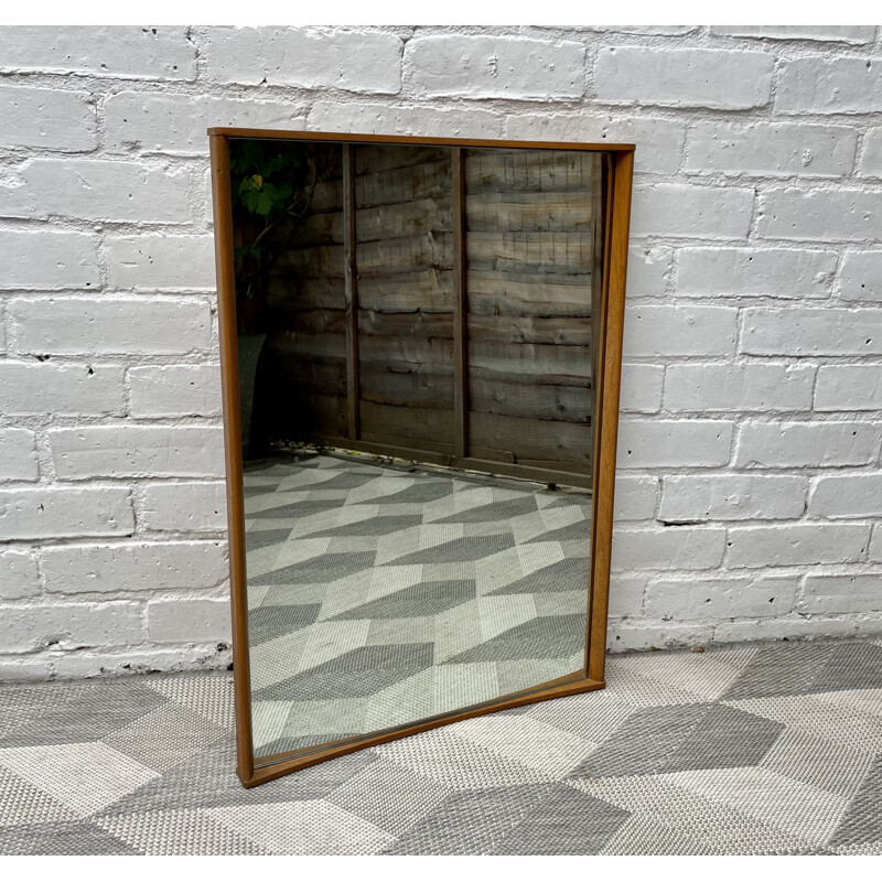 Rectangular wall mirror with teak frame