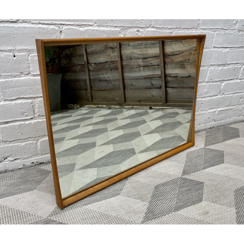 Rectangular wall mirror with teak frame