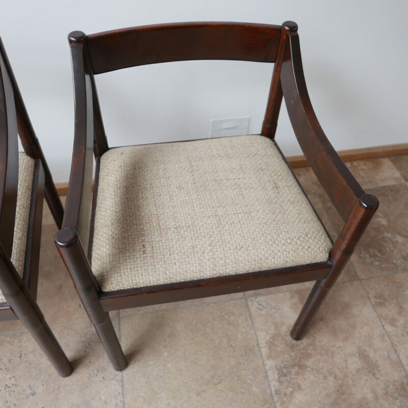 Mid century carimate dining armchairs with upholstered seat by Vico Magisretti, Italy 1960s