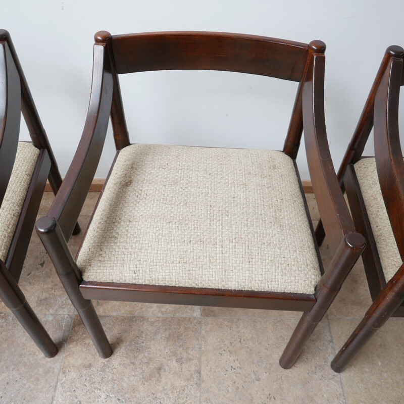 Mid century carimate dining armchairs with upholstered seat by Vico Magisretti, Italy 1960s