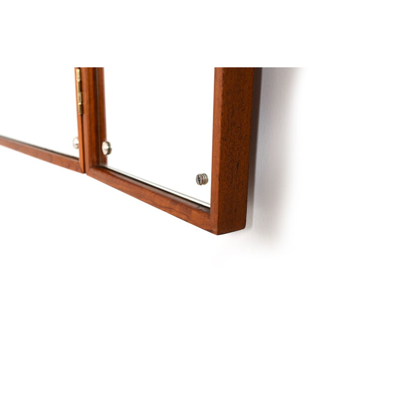 Mid century three-leaf teak mirror with brass hinge by Peter Hvidt & Orla Mølgaard  1950s