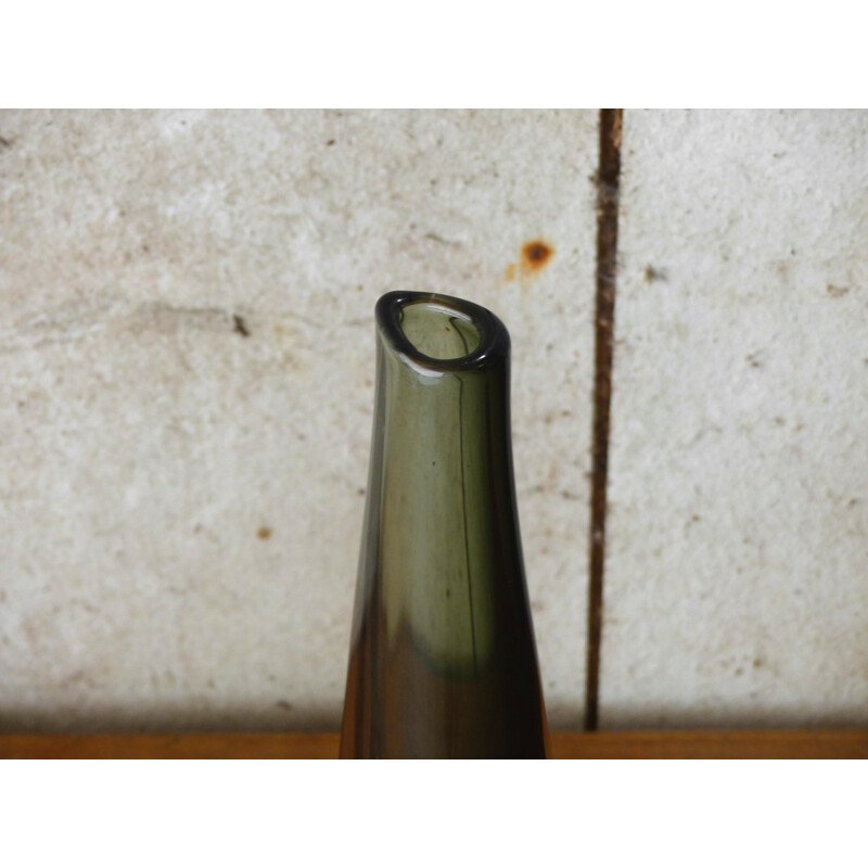 Vintage bottle green sommerso vase by Nils Landberg for Orrefors, Sweden1960