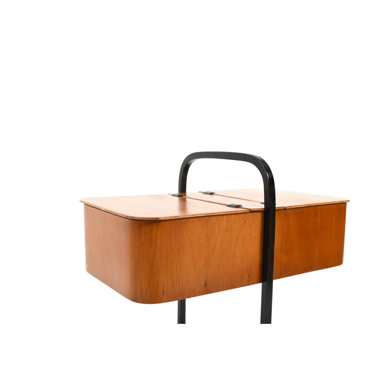 Mid century sewing box black wood frame by Søren Hansen for Fritz Hansen, Denmark 1933s