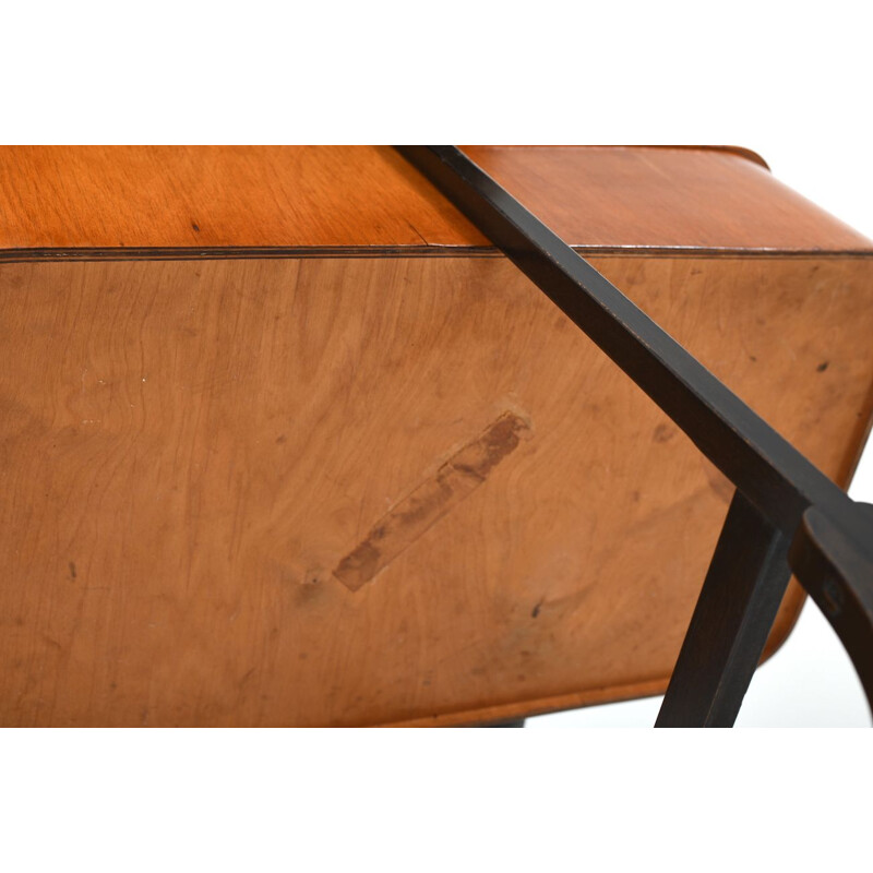Mid century sewing box black wood frame by Søren Hansen for Fritz Hansen, Denmark 1933s