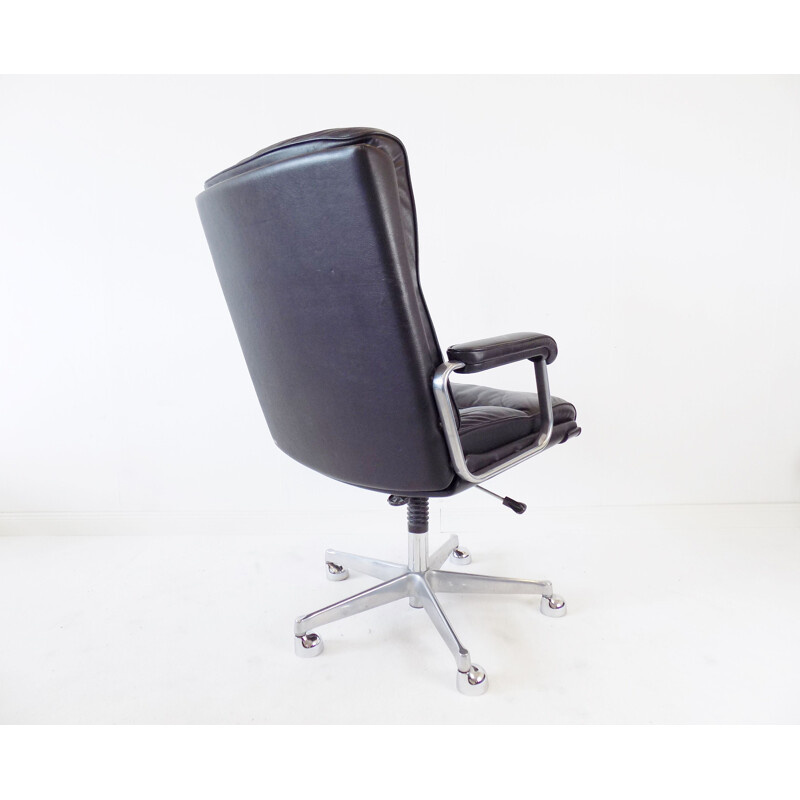 Vintage black leather office armchair by Drabert 1970s