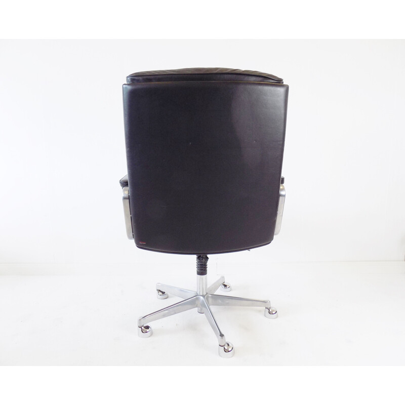 Vintage black leather office armchair by Drabert 1970s