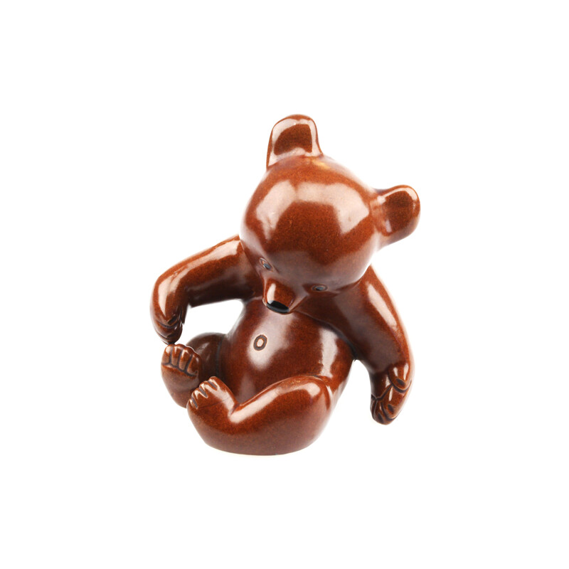 Austrian sitting bear in brown ceramic, Leopold ANZENGRUBER - 1950s