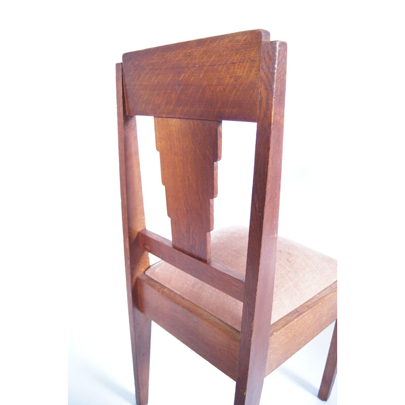 4 mid century school chairs in oak and coromandel, Amsterdam 1930s