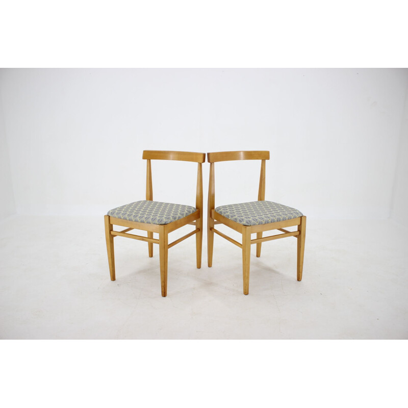 4 mid century minimalist dining chairs, Czechoslovakia 1960s