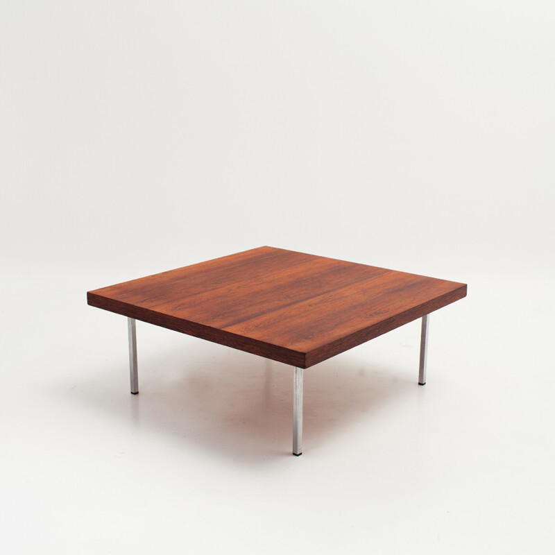 Square Artifort coffee table in rosewood and metal, Kho LIANG IE - 1960s