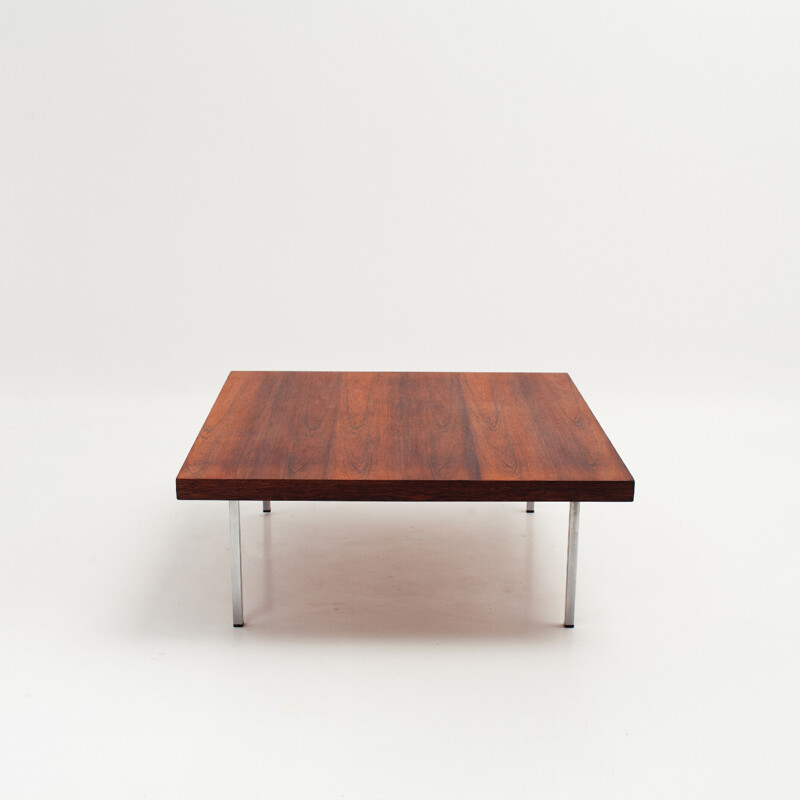 Square Artifort coffee table in rosewood and metal, Kho LIANG IE - 1960s