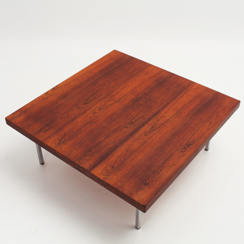 Square Artifort coffee table in rosewood and metal, Kho LIANG IE - 1960s