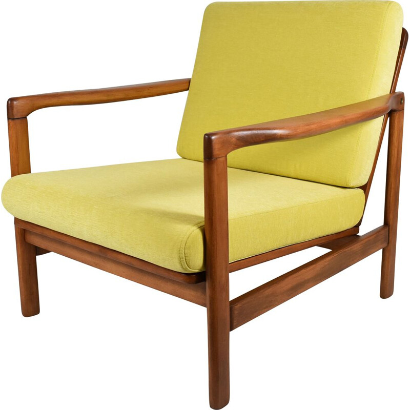 fauteuil vintage scandinave - jaune 1960