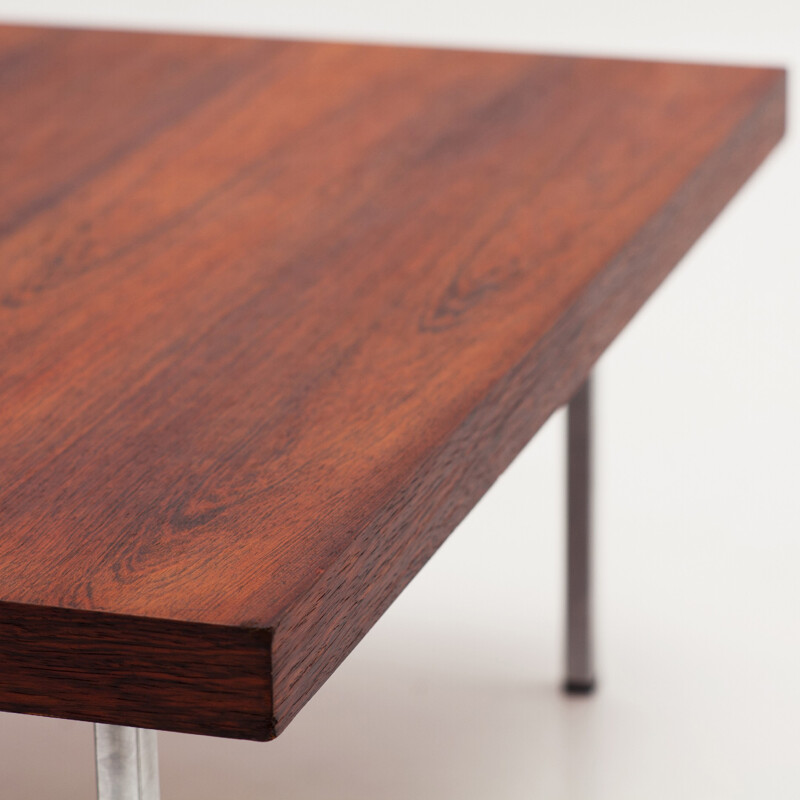 Square Artifort coffee table in rosewood and metal, Kho LIANG IE - 1960s