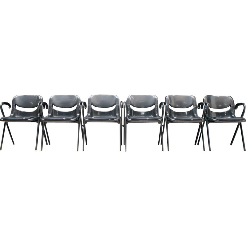 Set of 7 vintage Dorsal chairs by Emilio Ambasz & Giancarlo Piretti 1980s