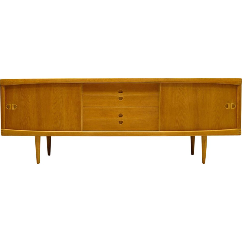 Vintage low sideboard scandinavian oak  by H. W. Klein for Bramin 1960s