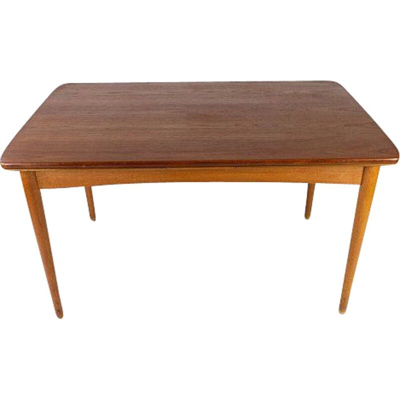 Vintage teak table with extensions and oak legs Denmark 1960s