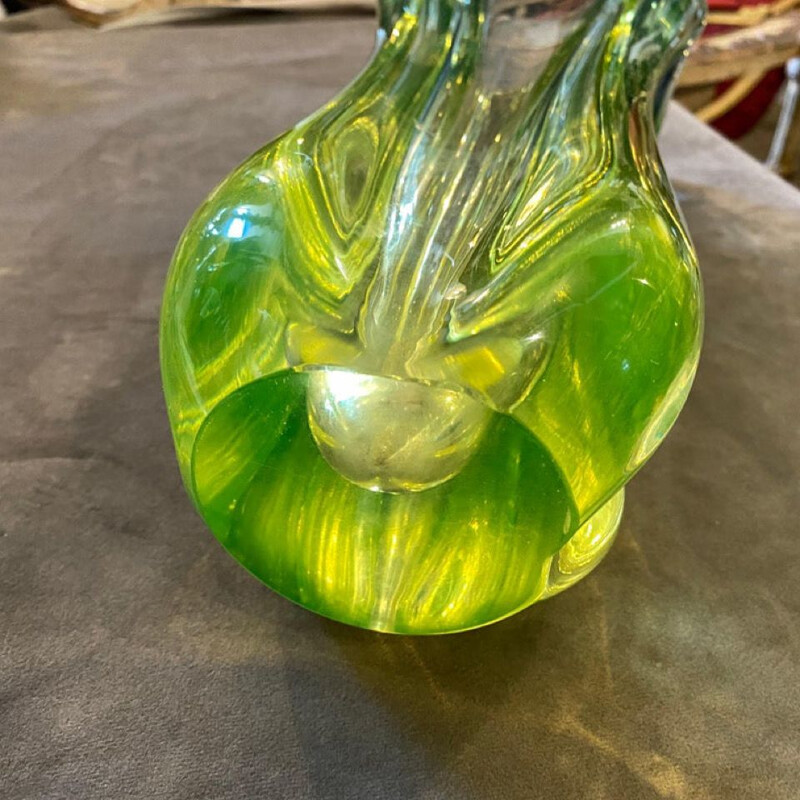 Mid century modern green Murano glass vase by Seguso 1960s