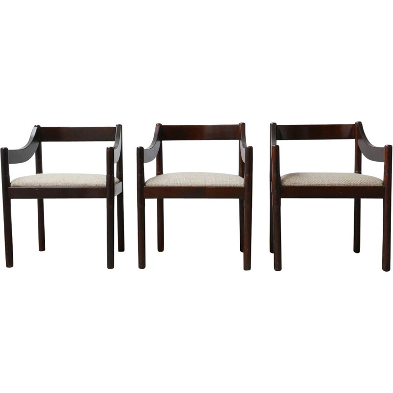 Mid century carimate dining armchairs with upholstered seat by Vico Magisretti, Italy 1960s