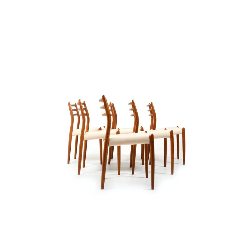 6 vintage dining chairs in teak model No.78 by Niels O. Moller, 1960s