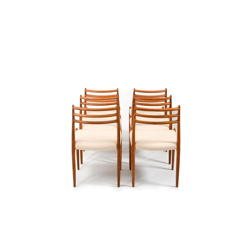 6 vintage dining chairs in teak model No.78 by Niels O. Moller, 1960s