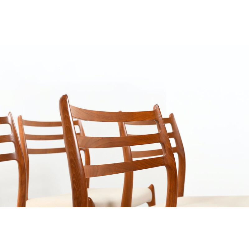 6 vintage dining chairs in teak model No.78 by Niels O. Moller, 1960s