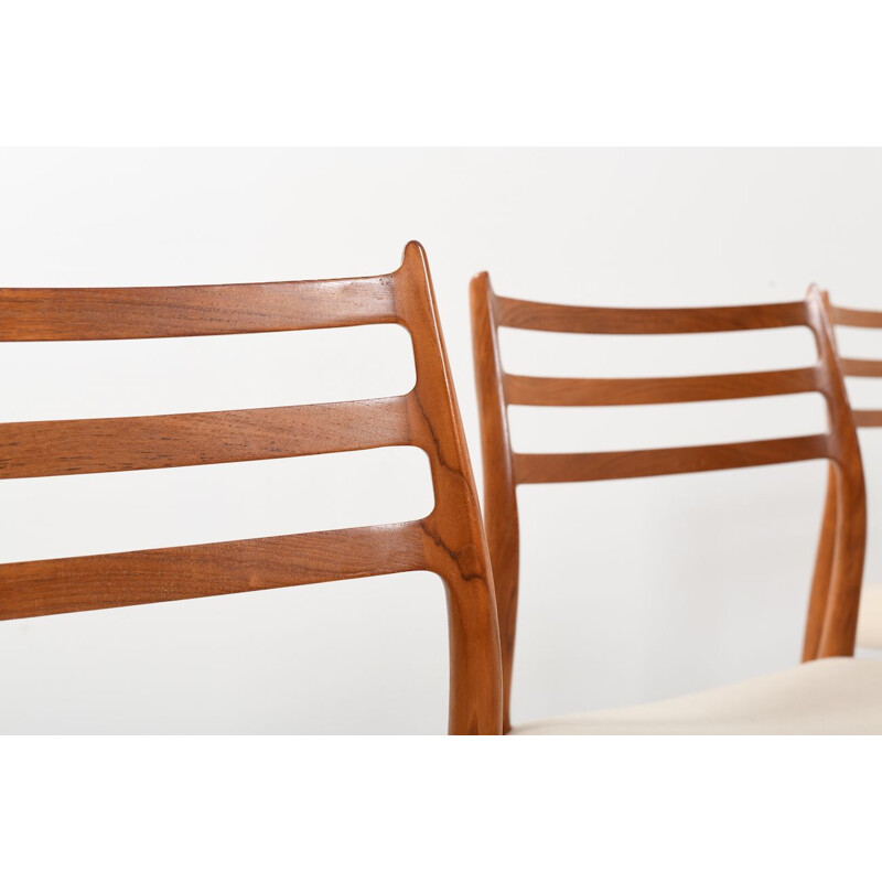 6 vintage dining chairs in teak model No.78 by Niels O. Moller, 1960s