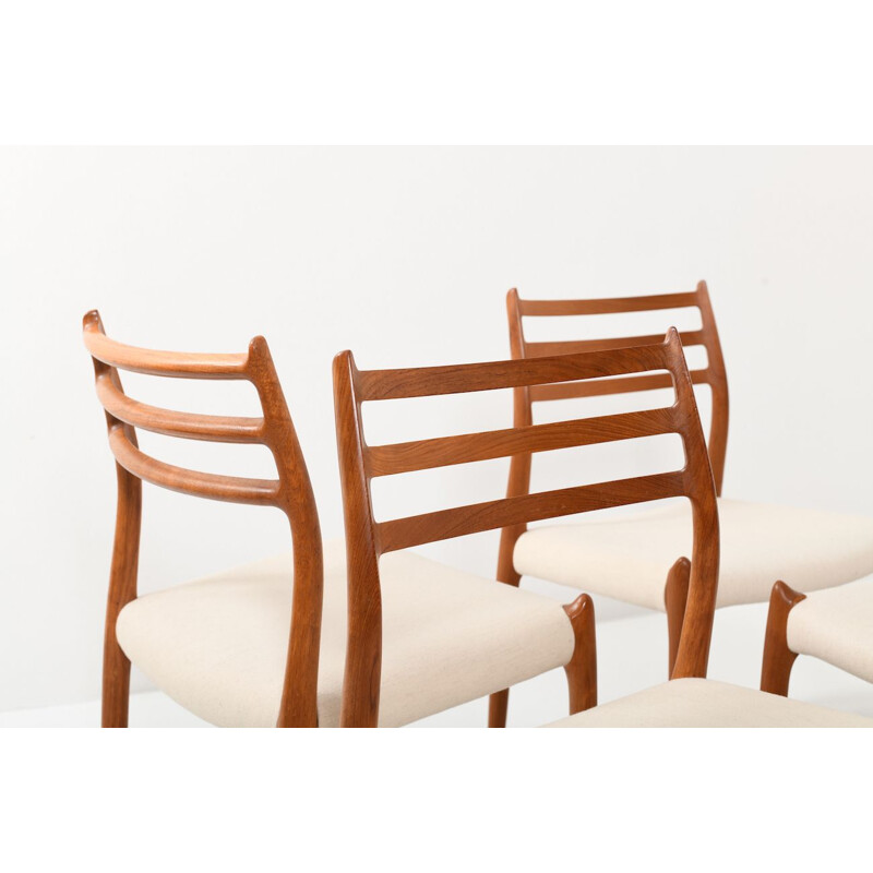 6 vintage dining chairs in teak model No.78 by Niels O. Moller, 1960s