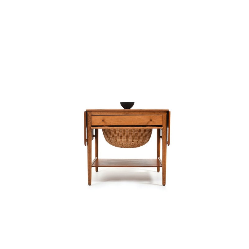 Vintage sewing table model AT-33 in teak and oak by Hans J. Wegner for Andreas Tuck, Danish 1950s