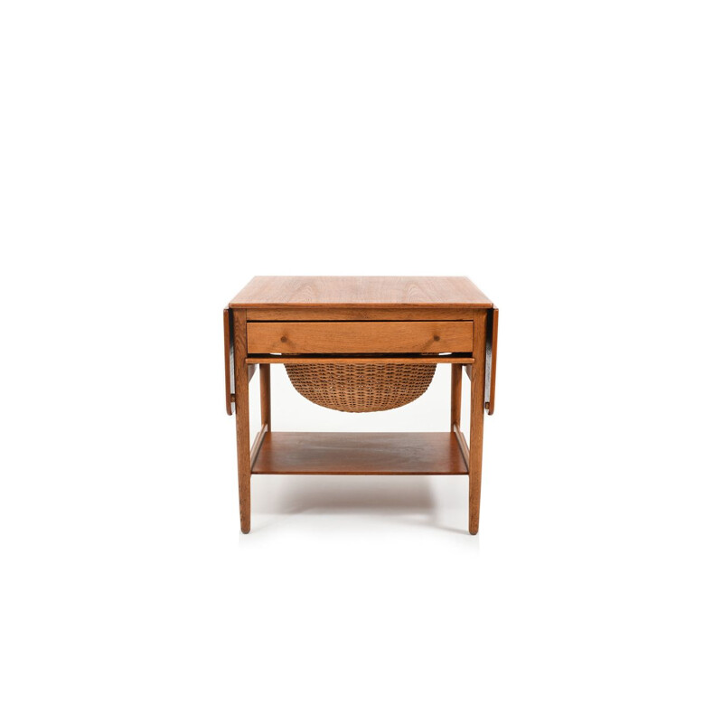 Vintage sewing table model AT-33 in teak and oak by Hans J. Wegner for Andreas Tuck, Danish 1950s