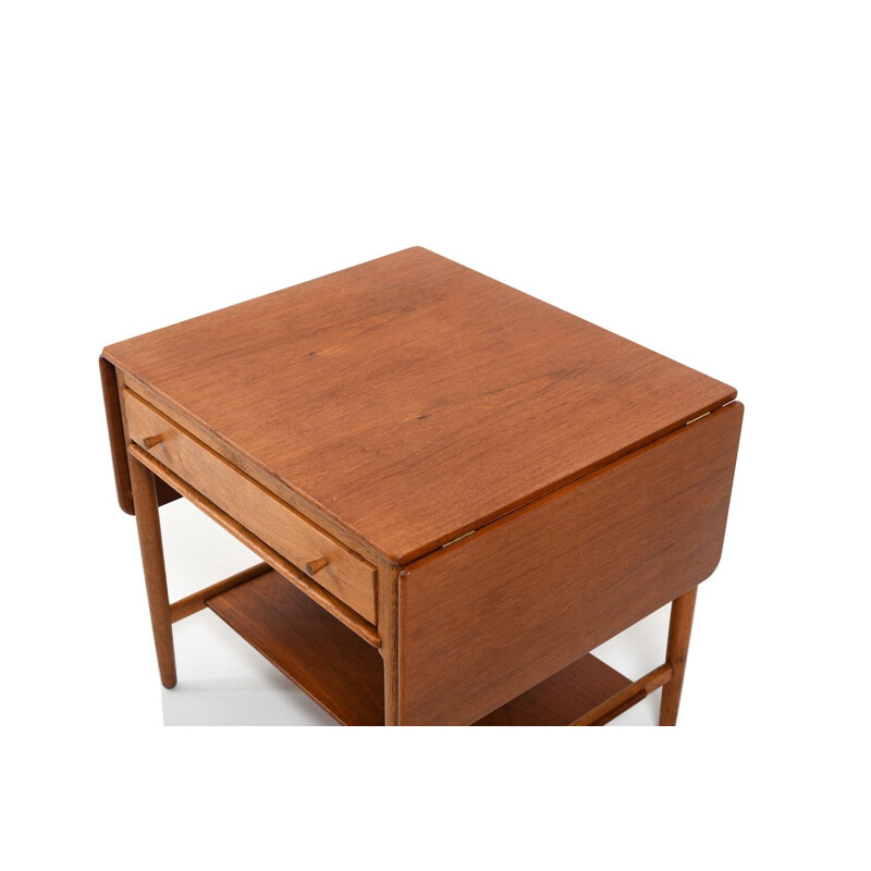 Vintage sewing table model AT-33 in teak and oak by Hans J. Wegner for Andreas Tuck, Danish 1950s