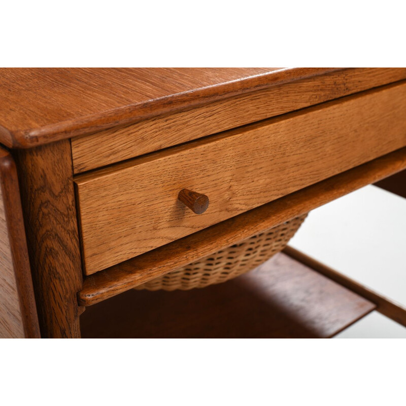 Vintage sewing table model AT-33 in teak and oak by Hans J. Wegner for Andreas Tuck, Danish 1950s