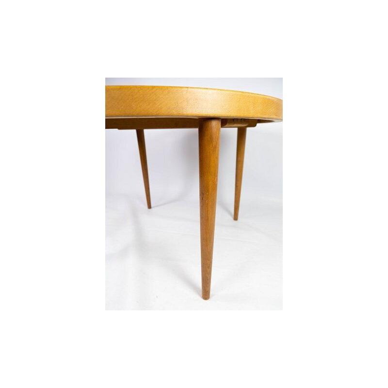 Vintage light wood table with two extensions by Omann Junior, 1960