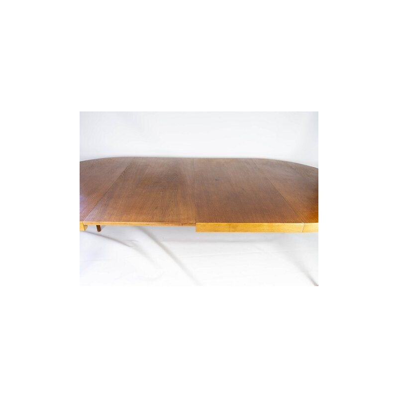 Table vintage en bois clair avec deux rallonges par Omann Junior 1960