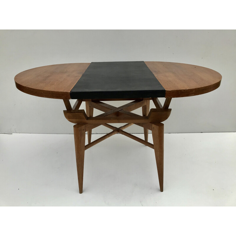 Vintage oak system table, France 1950s