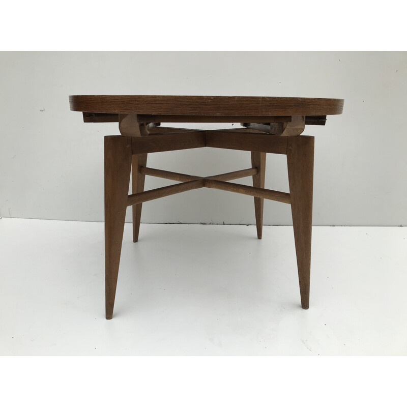 Vintage oak system table, France 1950s