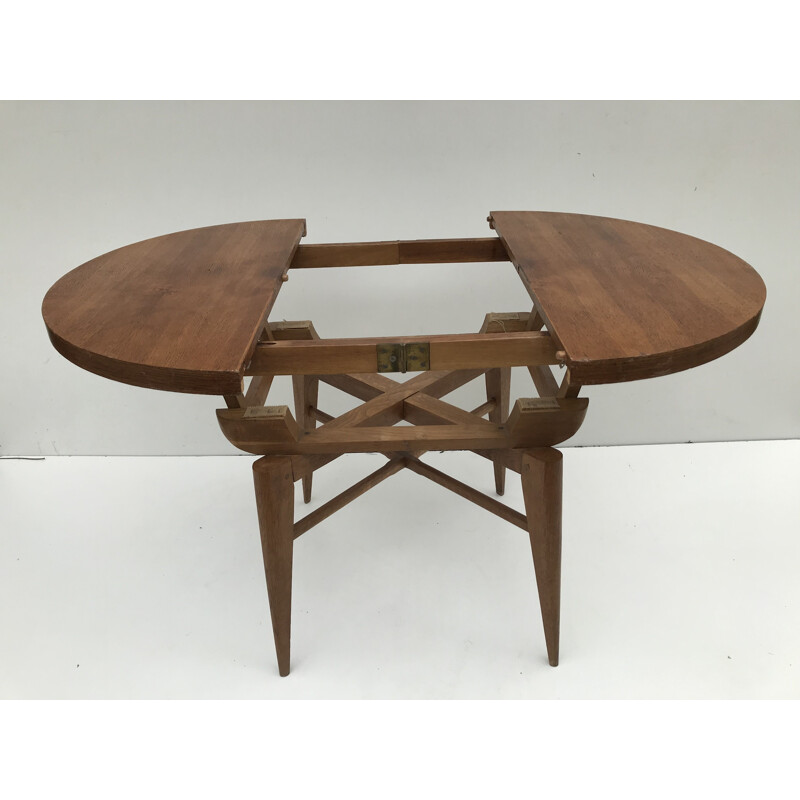 Vintage oak system table, France 1950s